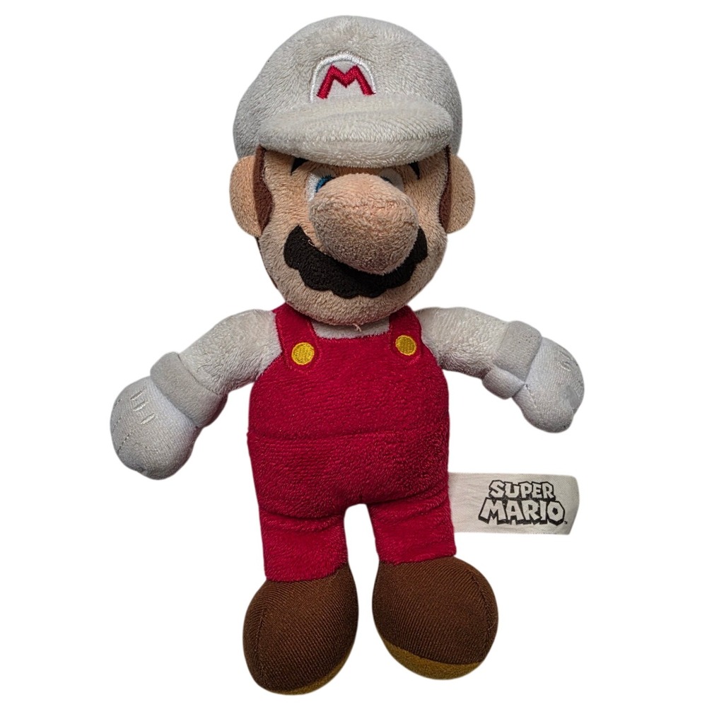 Nintendo Super Mario Fire Mario Plush White Red Stuffed Toy 9 Inch